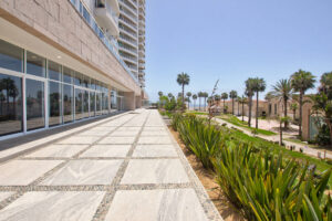 Enjoy expansive amenities at Palacio del Mar. This is a picture of the outside of the New Tower.