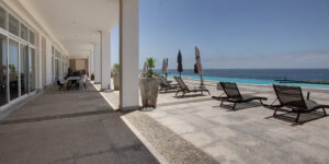 Ocean front pool, with sunbathing area, jacuzzi, bistro, gym, spa (steam room and sauna) all private