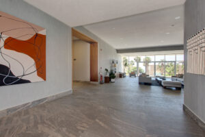 Another view of the lobby in tower Marbella. Spacious, modern, designer furniture. Great ambiance for entertaining