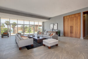 Lobby with access to the "ballroom" through those two large solid wood doors.
